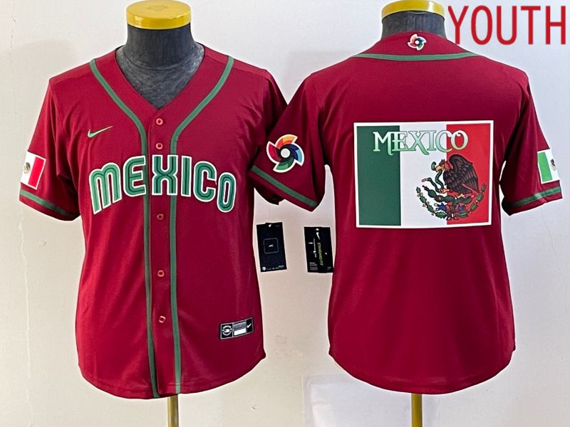 Youth 2023 World Cub Mexico Blank Red Nike MLB Jersey->women mlb jersey->Women Jersey
